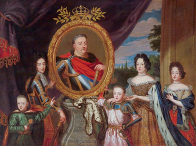 Apotheosis of John III Sobieski surrounded by his family.